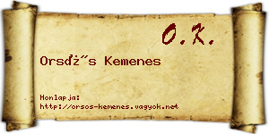 Orsós Kemenes névjegykártya