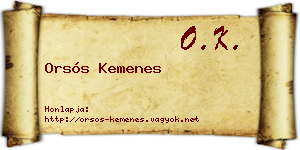 Orsós Kemenes névjegykártya