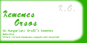kemenes orsos business card